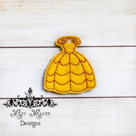 Princess Belle Dress feltie (Mystery Pack 4) ITH Embroidery design file