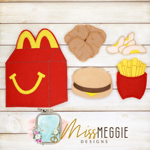kid's meal play set with pocket on back, quiet set ith digital design