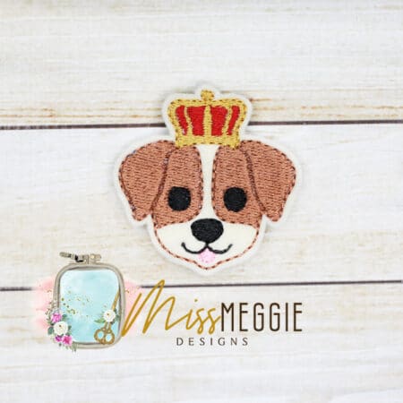 jack russell terrier royal king doggie dog coronation feltie ith embroidery design file