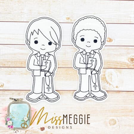 flat coloring dolls wedding ring bearer and flower girl ith digital embroidery designs (copy)