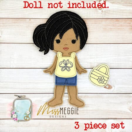 dress up doll clothes top and mc hammer pants with stars set ith embroidery design file