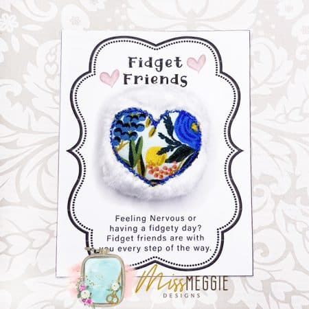 fidget friend, worry pet, pocket, quilted heart ith embroidery digital design file