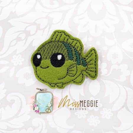 kawaii baby bass fish feltie ith embroidery design file