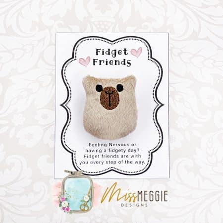 fidget friend, worry pet, pocket, capybara ith embroidery digital design file