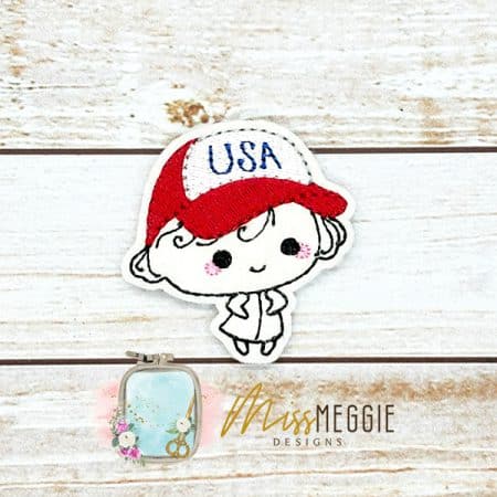 kawaii american 4th of july feltie ith embroidery design file