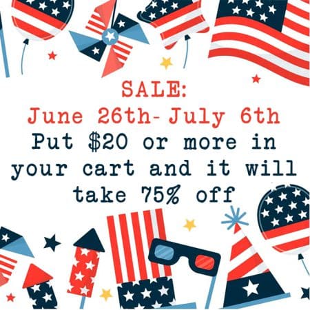 sale!!!! 75% off 20 dollars or more