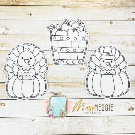 flat coloring dolls thanksgiving turkey set ith digital embroidery designs 5x7 hoop