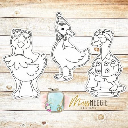 flat coloring dolls silly goose set 1 ith digital embroidery designs 5x7 hoop