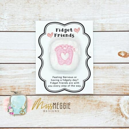 fidget friend, worry pet, pocket, baby feet, birth, pray ith embroidery digital design file (copy)
