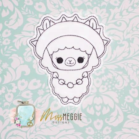 flat coloring dolls festive llama / alpaca ith digital embroidery designs