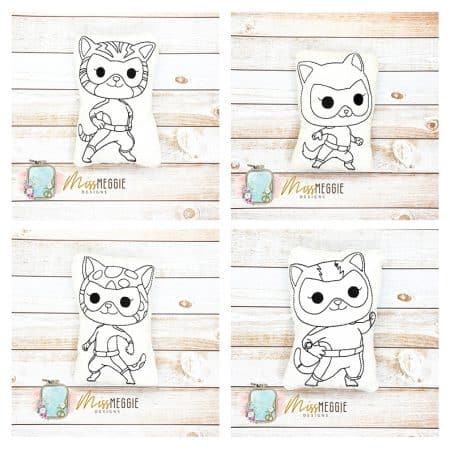doodle coloring stuffed super kitty cat 4 ith digital embroidery file (copy)