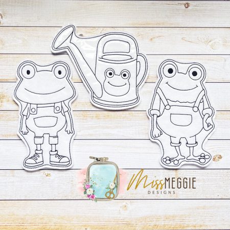 flat coloring dolls garden froggies frog ith digital embroidery designs 5x7 hoop