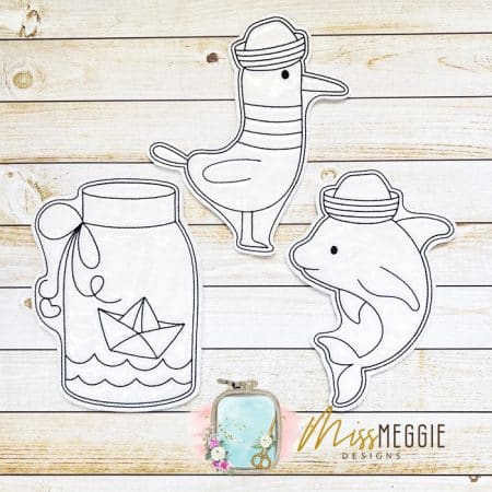 flat coloring dolls sailing dolphin ith digital embroidery designs 5x7 hoop
