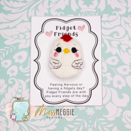 fidget friend, worry pet, pocket, positive farm chicken / hen ith embroidery digital design file