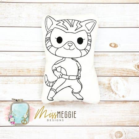 doodle coloring stuffed super kitty cat 1 ith digital embroidery file