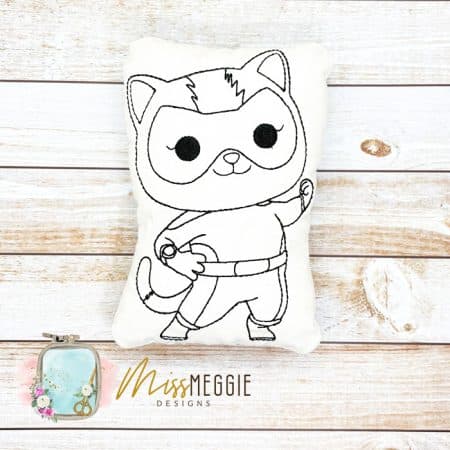 doodle coloring stuffed super kitty cat 2 ith digital embroidery file (copy)