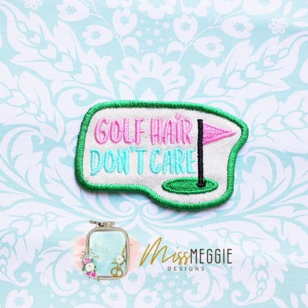 golf hair don't care patch design ith embroidery design file
