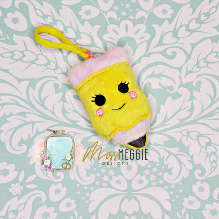 stuffie keychain back to school pencil ith embroidery digital design file