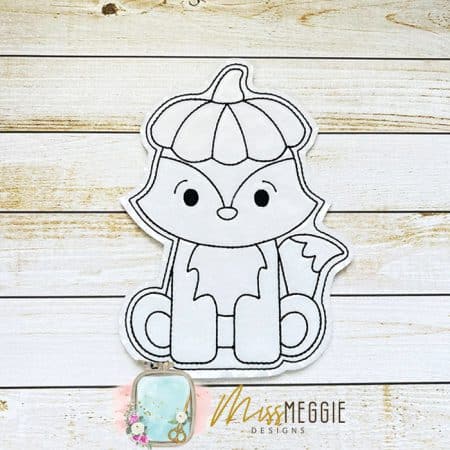 flat coloring dolls otter with pumpkin fall hat ith digital embroidery designs (copy)