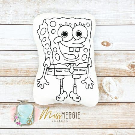 doodle coloring stuffed ocean sponge guy doll ith digital embroidery file