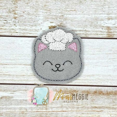 cat chef kitty cook feltie ith embroidery design file
