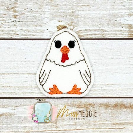 chunky chicken feltie ith embroidery design file