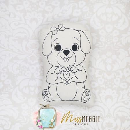 doodle coloring stuffed heart hands love dog ith digital embroidery file