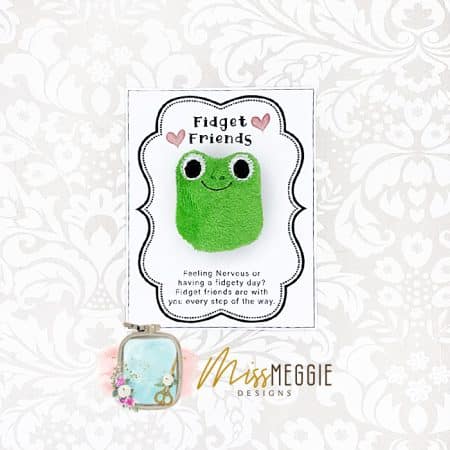fidget friend, worry pet, pocket, positive, big eye frog, froggy ith embroidery digital design file