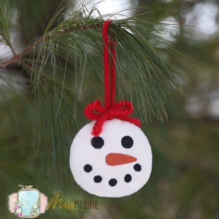 stuffie ornament snowman head christmas tree ith embroidery digital design file