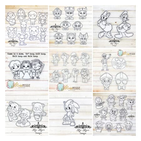 flat coloring doll stackable animals 3 sizes ith digital embroidery designs