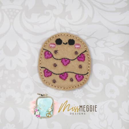 positive potato wrapped in hearts, valentine feltie ith embroidery design file