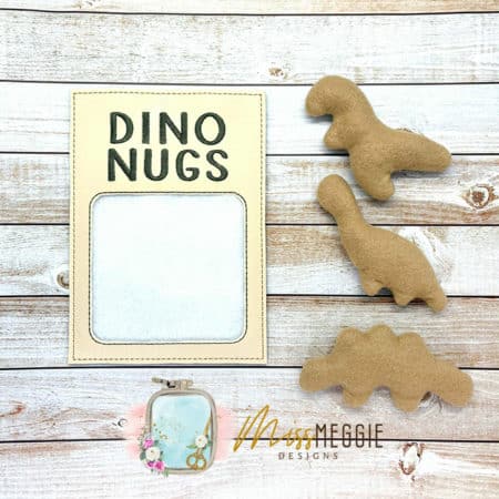 dinosaur chicken nuggets stuffies in bag ith embroidery digital design file