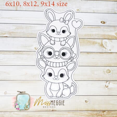 flat coloring doll stackable animals 3 sizes ith digital embroidery designs
