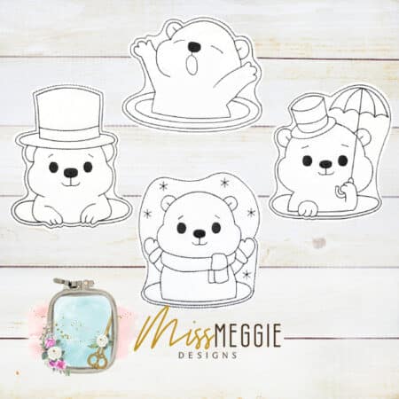 flat coloring doll groundhog day set ith digital embroidery designs