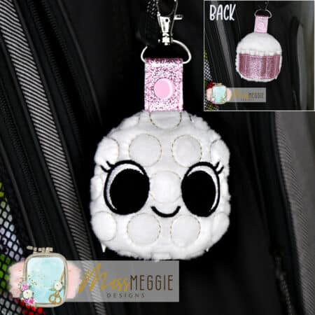 stuffie golf tee holder big eye golf ball girl ith embroidery digital design file