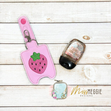 hand sanitizer applique summer strawberry ith embroidery design, 2 styles included