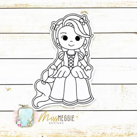 flat coloring doll princess punzel ith digital embroidery designs