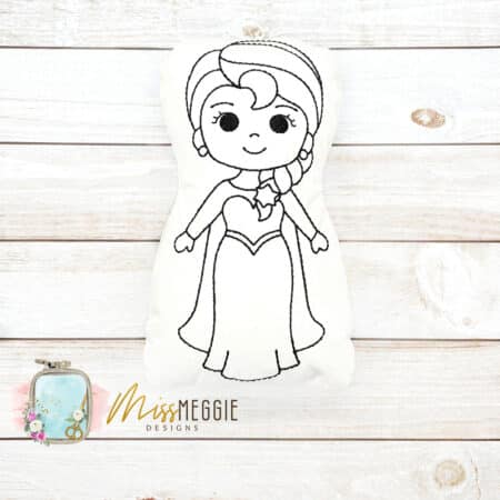 doodle coloring stuffed princess e ith digital embroidery file