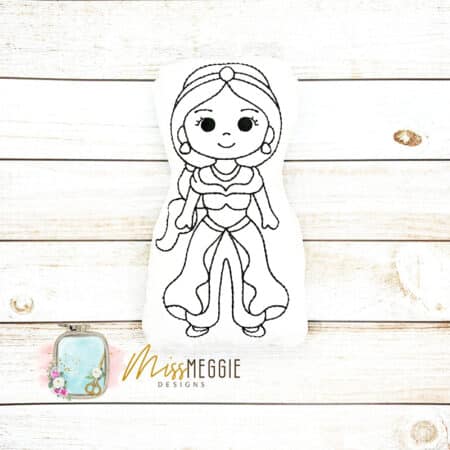 doodle coloring stuffed princess jazzy ith digital embroidery file