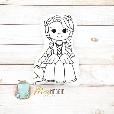 doodle coloring stuffed princess jazzy ith digital embroidery file (copy)