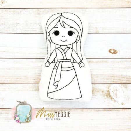 doodle coloring stuffed princess e ith digital embroidery file (copy)