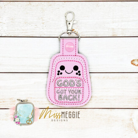 snaptab backpack, back to school, kawaii, god's got your back, ith digital embroidery design file