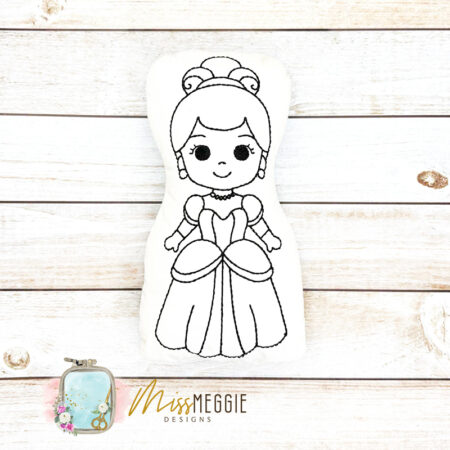 doodle coloring stuffed princess m ith digital embroidery file (copy)