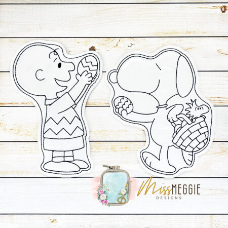 flat coloring doll easter beagle dog set ith digital embroidery designs