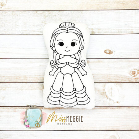 doodle coloring stuffed princess cindy ith digital embroidery file 3 sizes (copy)