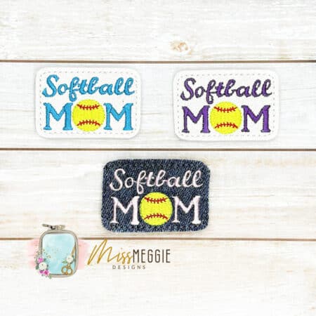 softball mom feltie ith digital embroidery design file