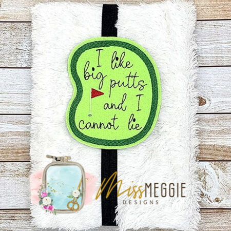 bookmark/planner band golf putting i like b min golf ith embroidery design file