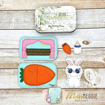 baby bunny house tin play set carrot bed, ith embroidery design file