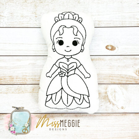 doodle coloring stuffed princess b ith digital embroidery file 3 sizes (copy)