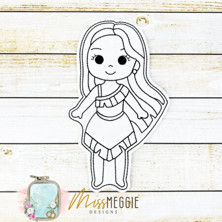 flat coloring doll princess snowy ith digital embroidery designs (copy)